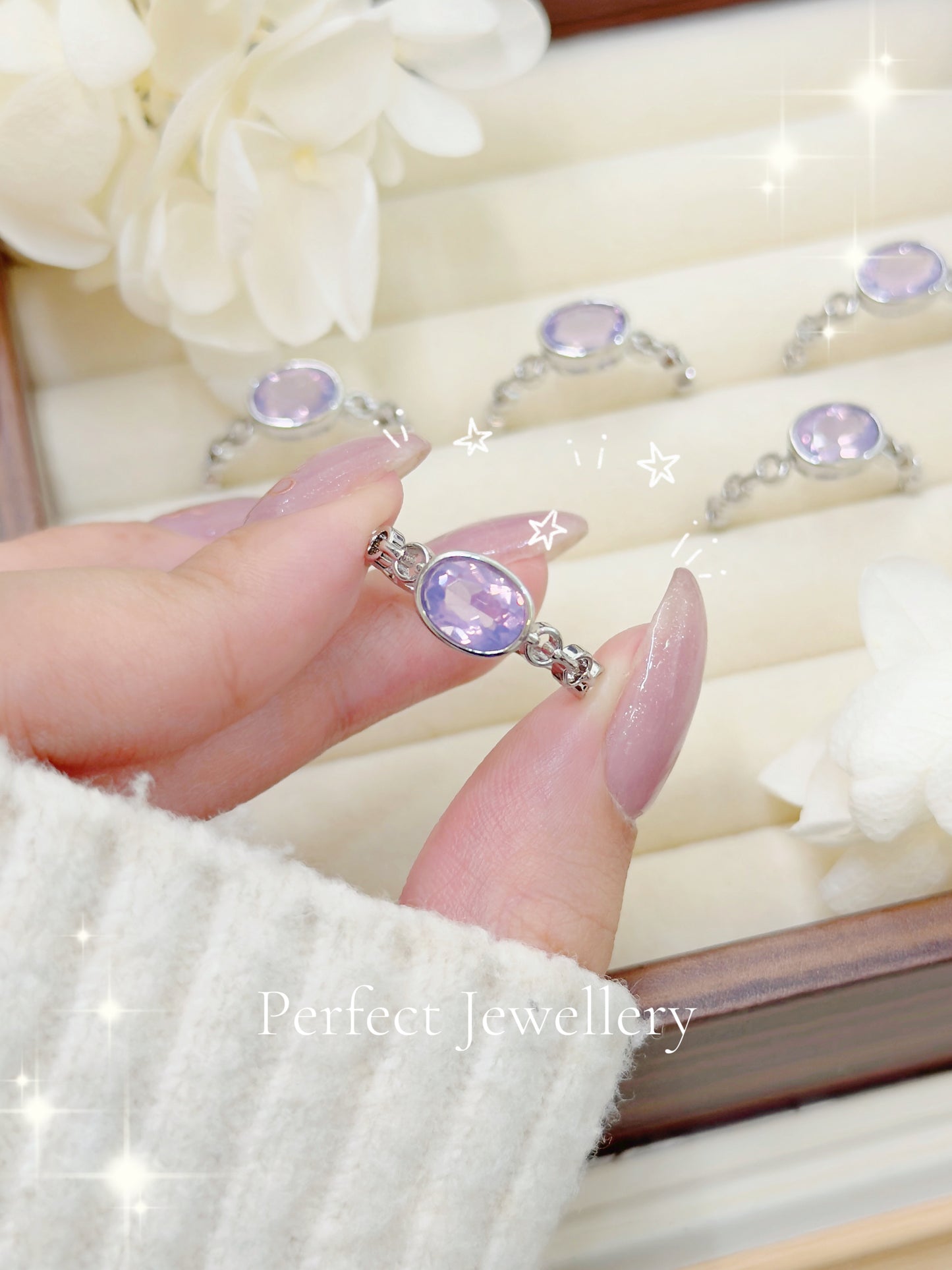 ✨Amethyst Ring🔮|夢幻🦄薰衣草紫水晶鎖鏈戒指