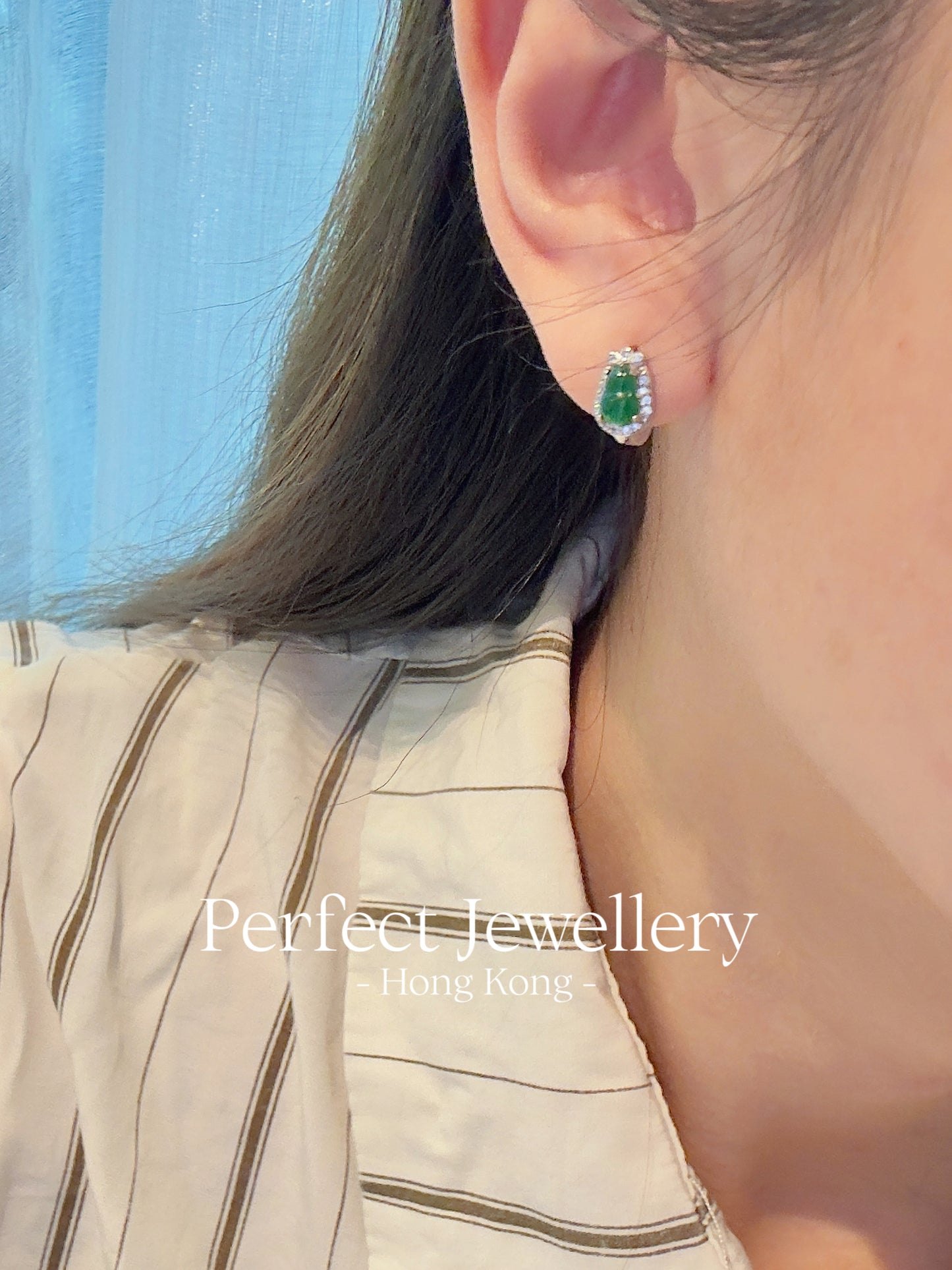 Jadeite Jade Earring | 天然A貨翡翠葫蘆S925耳扣