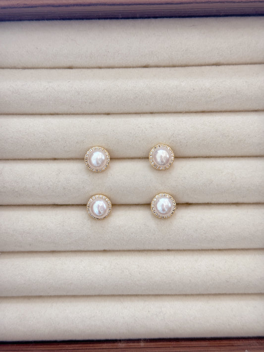 Freshwater Pearl Earring | 淡水珍珠圍鑲耳釘