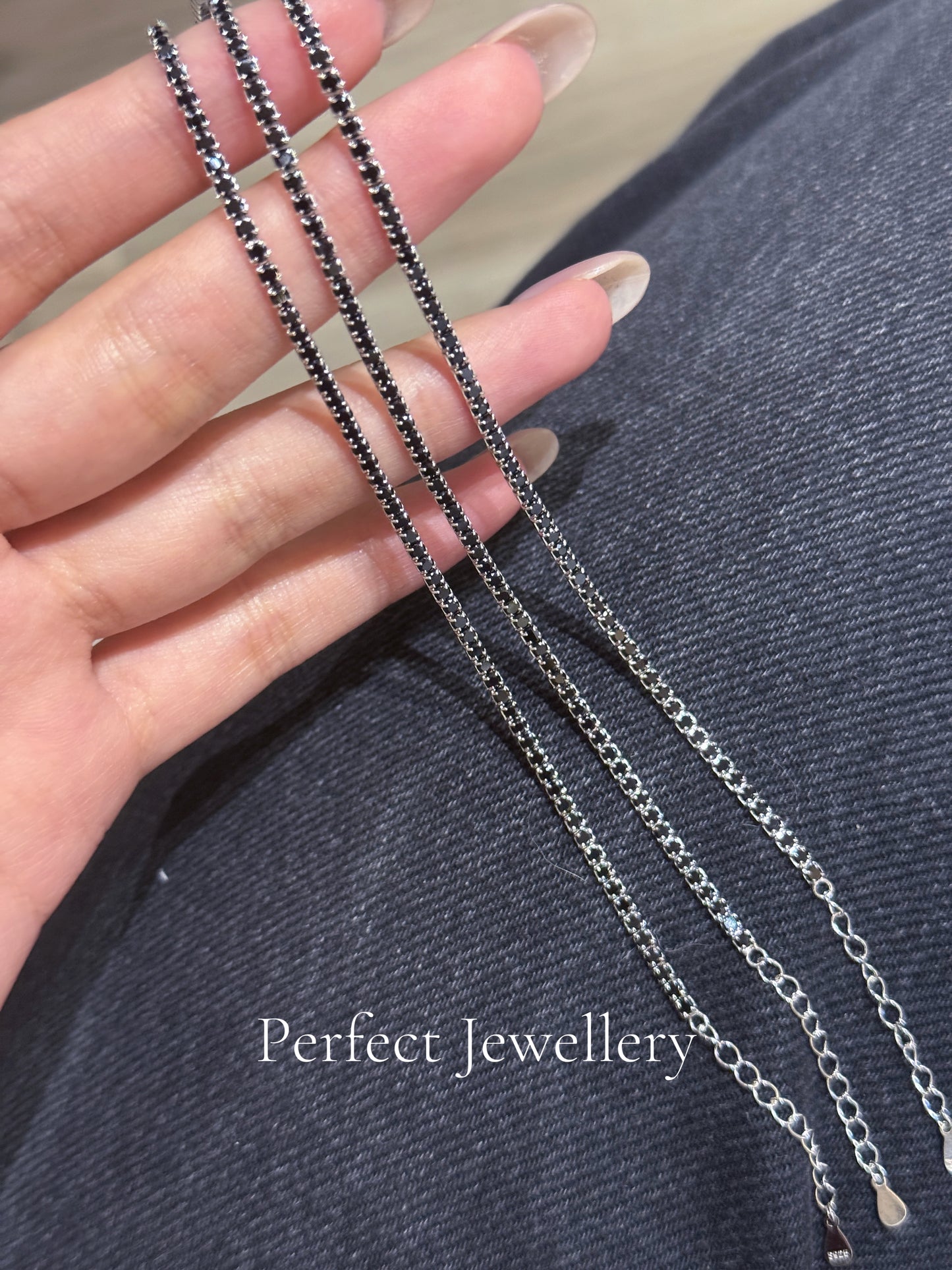 ✨2mm Black Cubic Zirconia Tennis S925 Bracelet｜高碳鑽黑色🖤網球手鏈✨💎