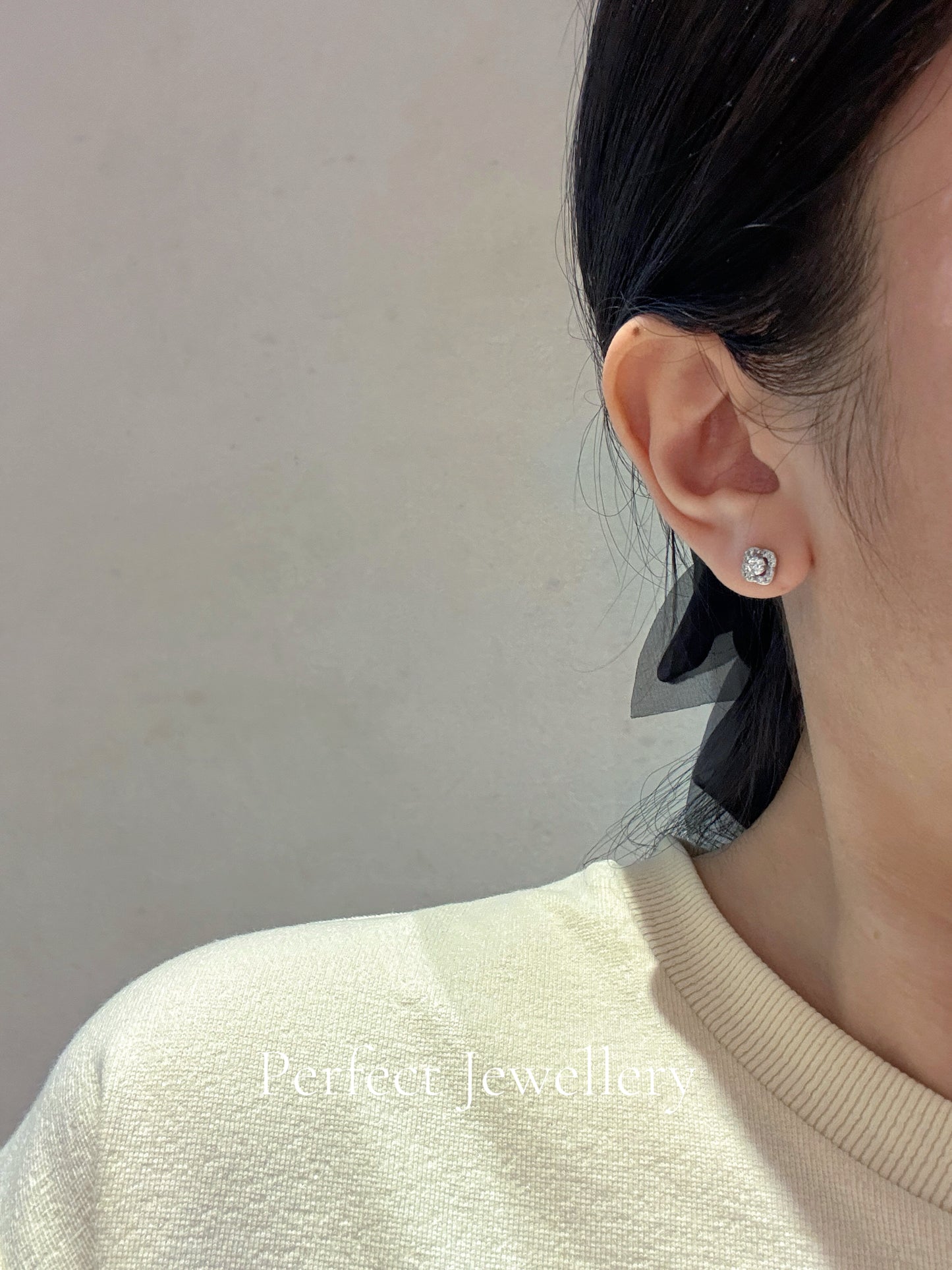 [Brass] 0.4ct Moissanite Earring ✨白莫桑四葉草🍀mini耳釘
