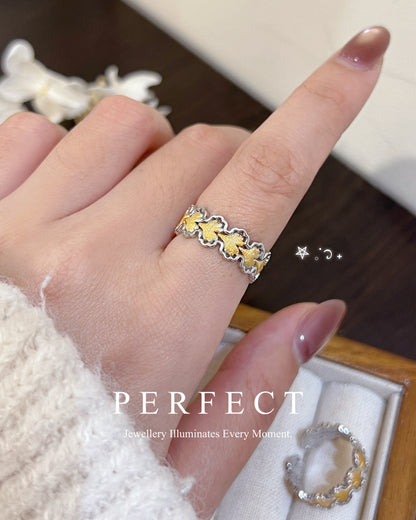 ✨Ginkgo S925 Silver Ring ｜Buccellati 工藝銀杏葉S925戒指✨