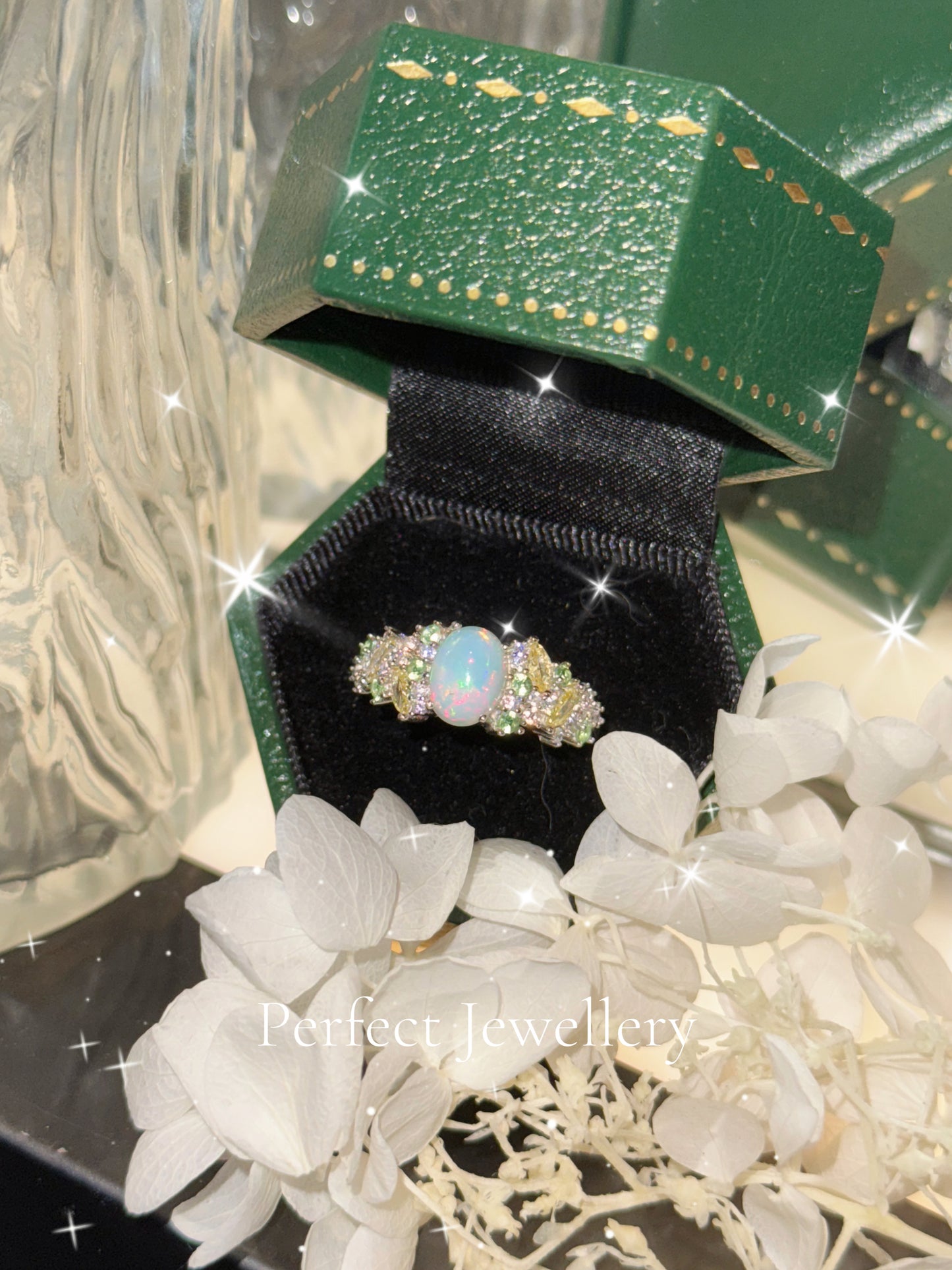 [Opal] 1ct White Opal S925 Ring💍 白澳寶莫奈繁花戒指