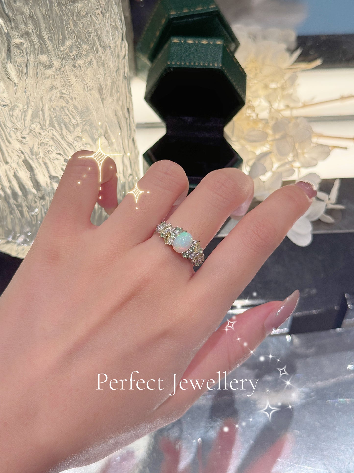 [Opal] 1ct White Opal S925 Ring💍 白澳寶莫奈繁花戒指