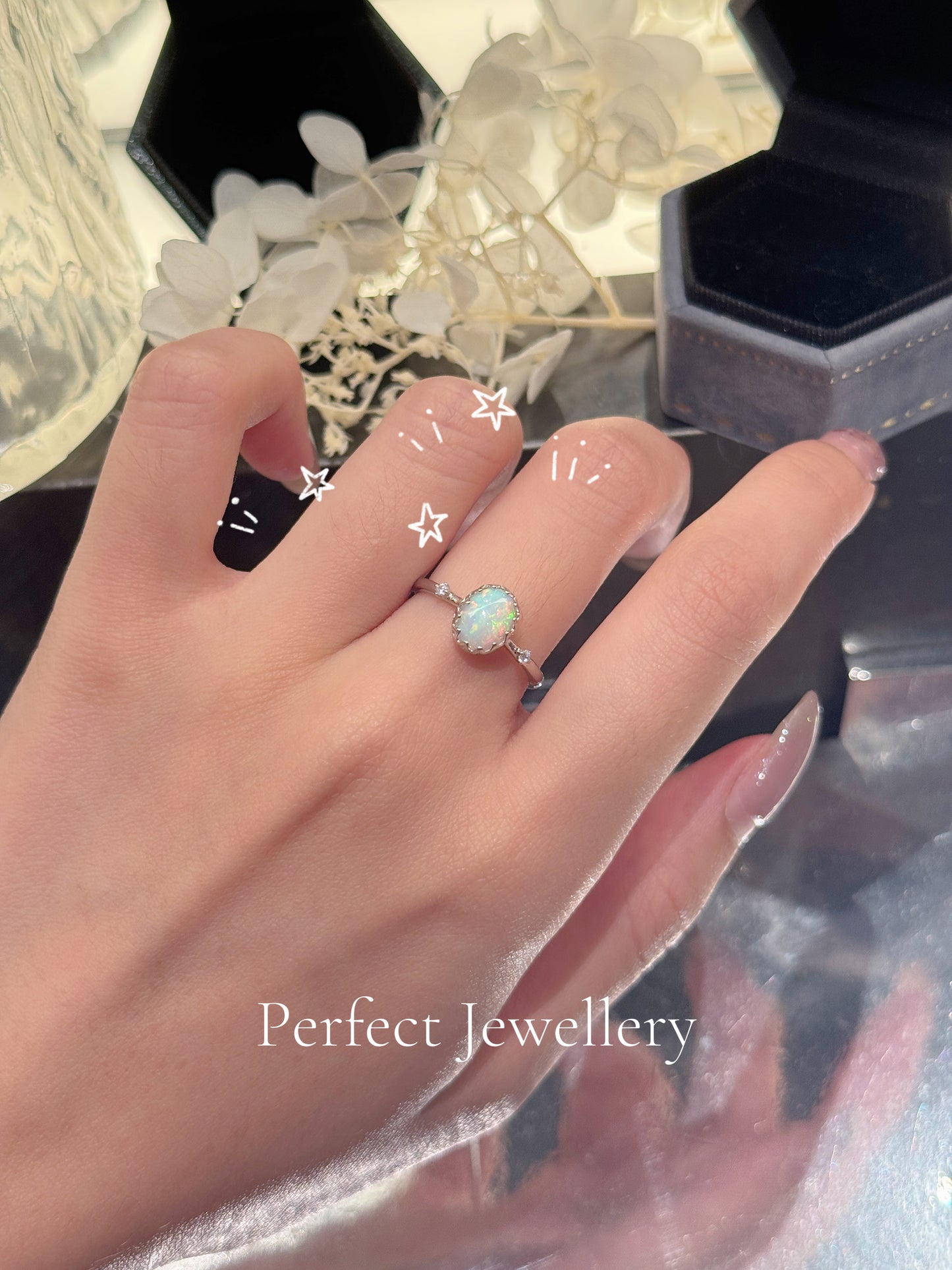 [Opal] White Opal S925 Ring 💍 白澳寶蕾絲戒指