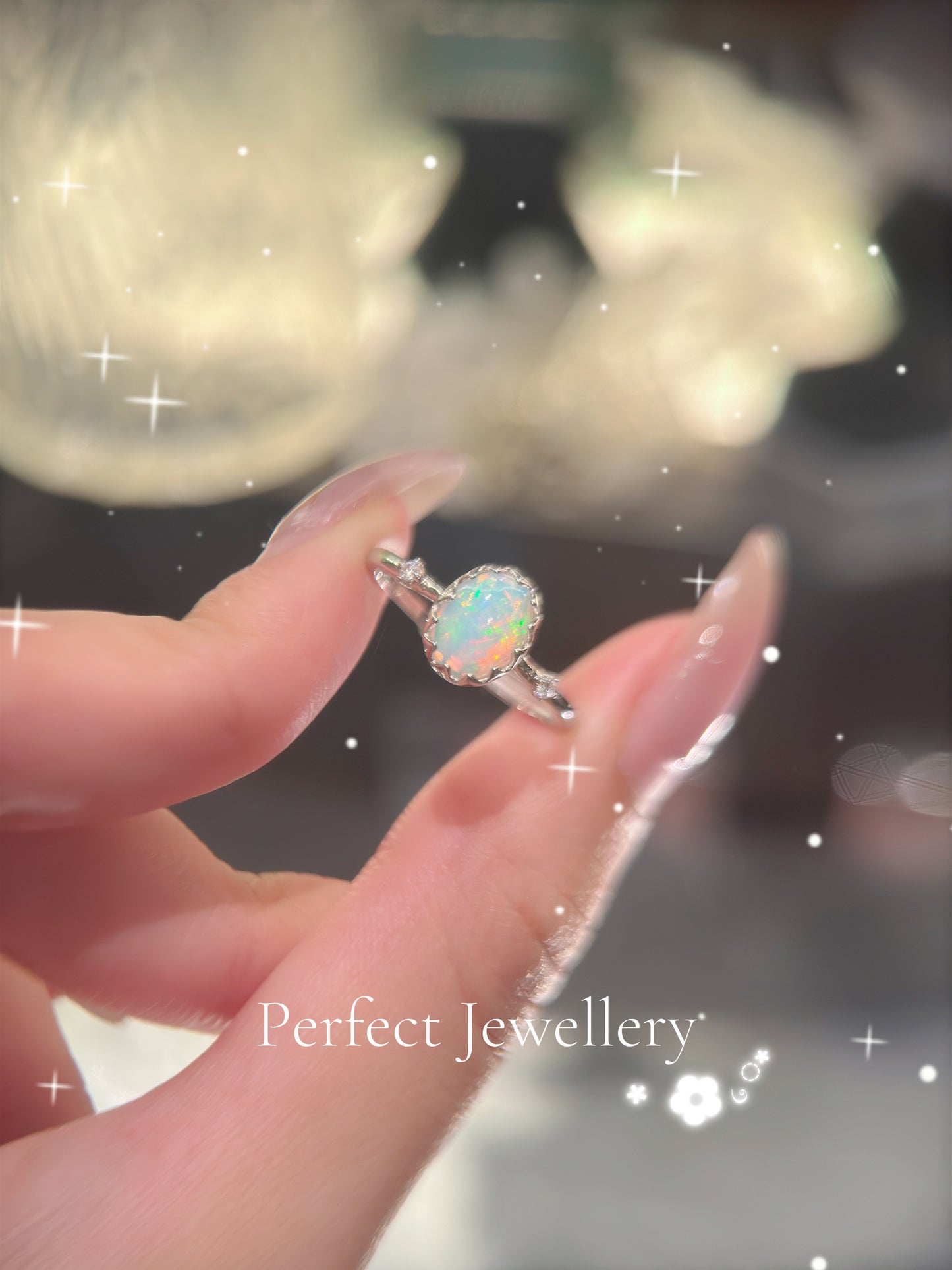 [Opal] White Opal S925 Ring 💍 白澳寶蕾絲戒指