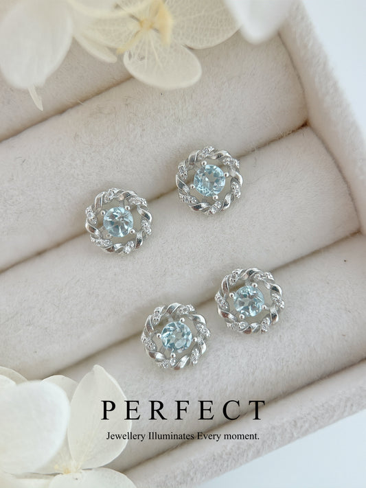 ✨Sky Blue Topaz Earrings | 天空藍托帕石麻花耳釘✨