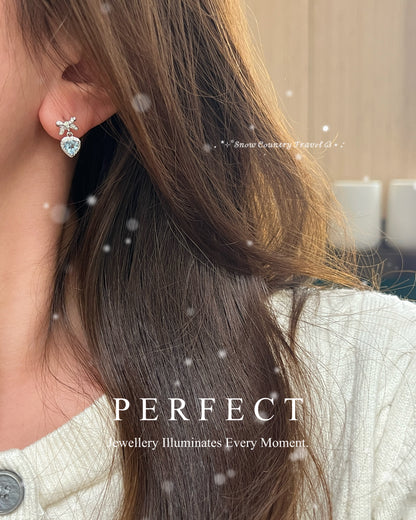 ✨Aquamarine 💙Ribbon Earrings｜海藍寶蝴蝶結🎀耳釘✨