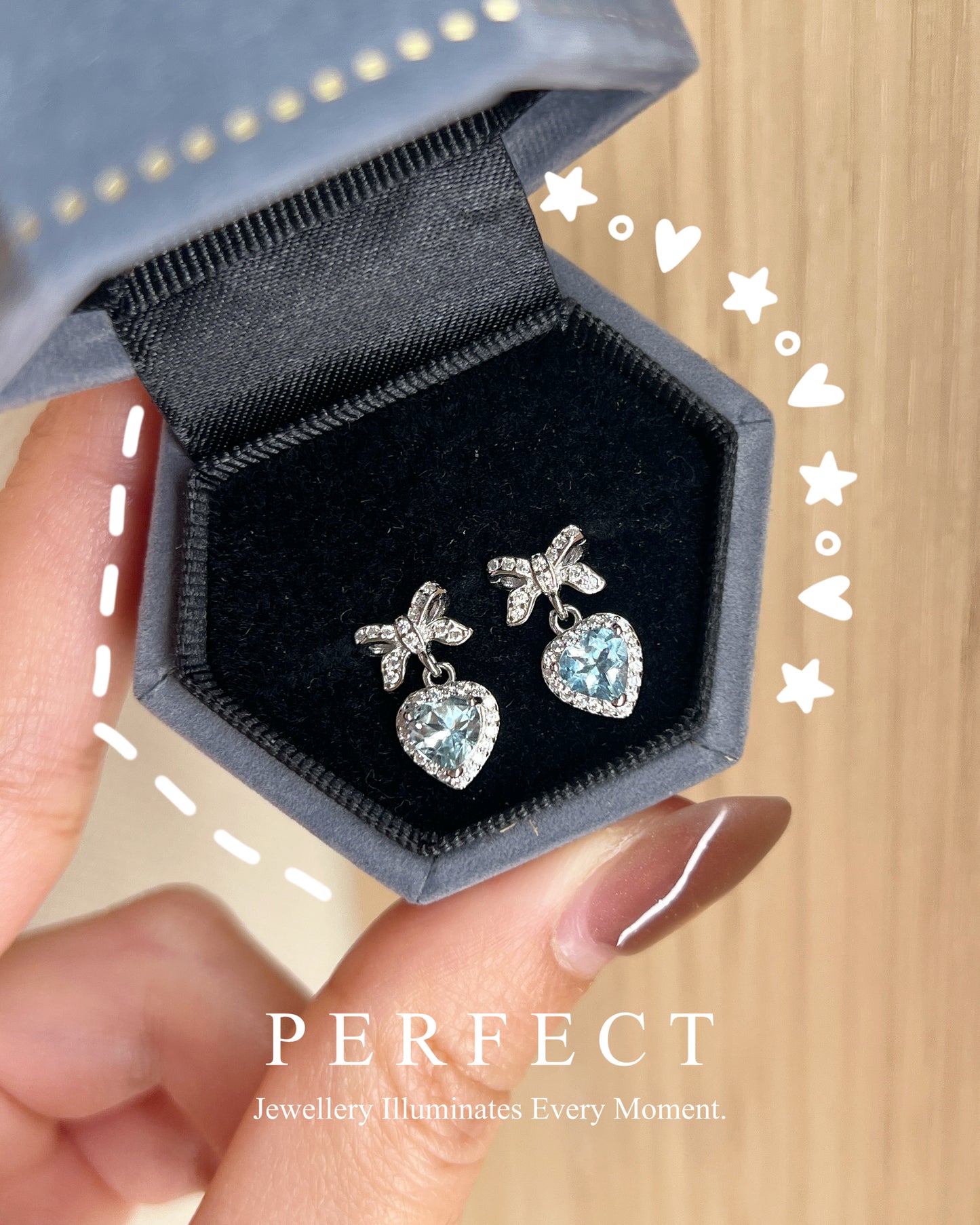 ✨Aquamarine 💙Ribbon Earrings｜海藍寶蝴蝶結🎀耳釘✨