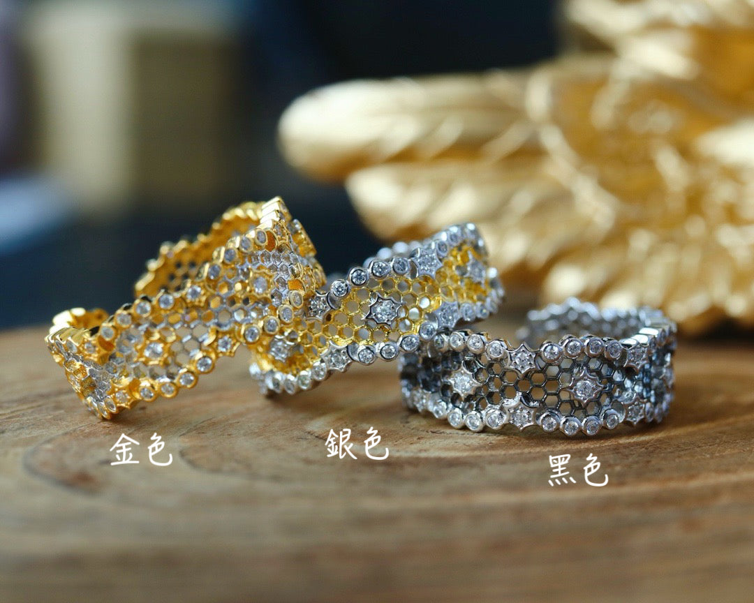 ［S925］✨Italian 🍯HoneyComb Ring | 義大利蜂巢開口戒指✨