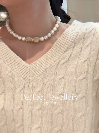 Freshwater Pearl Choker | 螺紋淡水珍珠蝴蝶結Choker