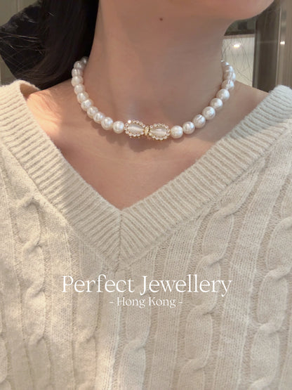 Freshwater Pearl Choker | 螺紋淡水珍珠蝴蝶結Choker