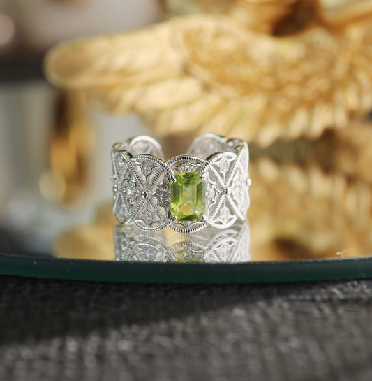 ［S925] ✨ Italian Starry Peridot Ring | 義大利編織星辰橄欖石戒指✨