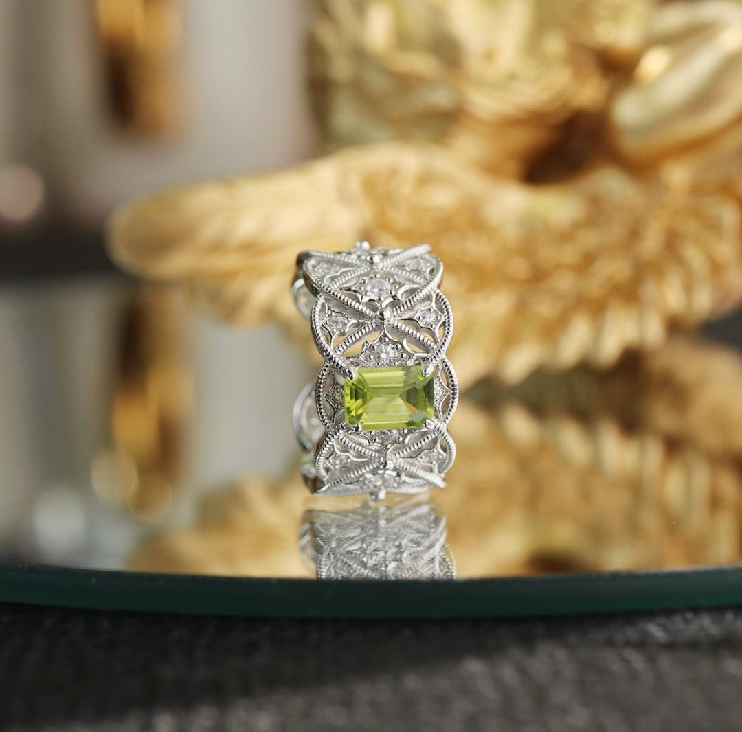 ［S925] ✨ Italian Starry Peridot Ring | 義大利編織星辰橄欖石戒指✨