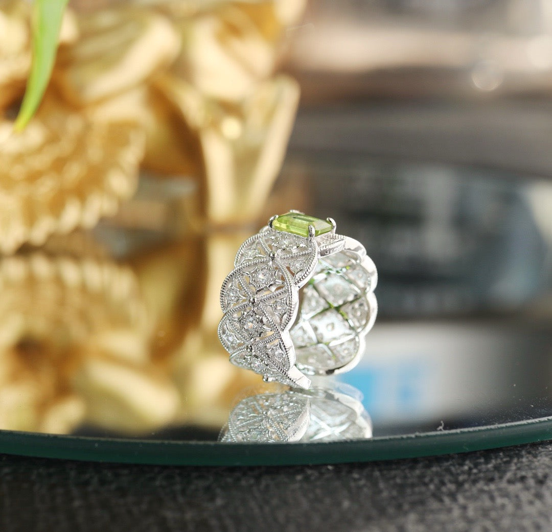 ［S925] ✨ Italian Starry Peridot Ring | 義大利編織星辰橄欖石戒指✨