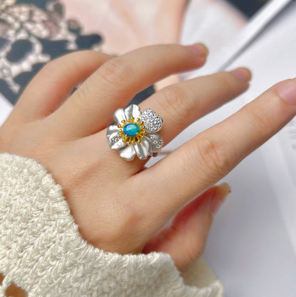 ［S925] ✨Italian Australian Opal Ring | 義大利🇮🇹澳洲澳寶花花戒指✨