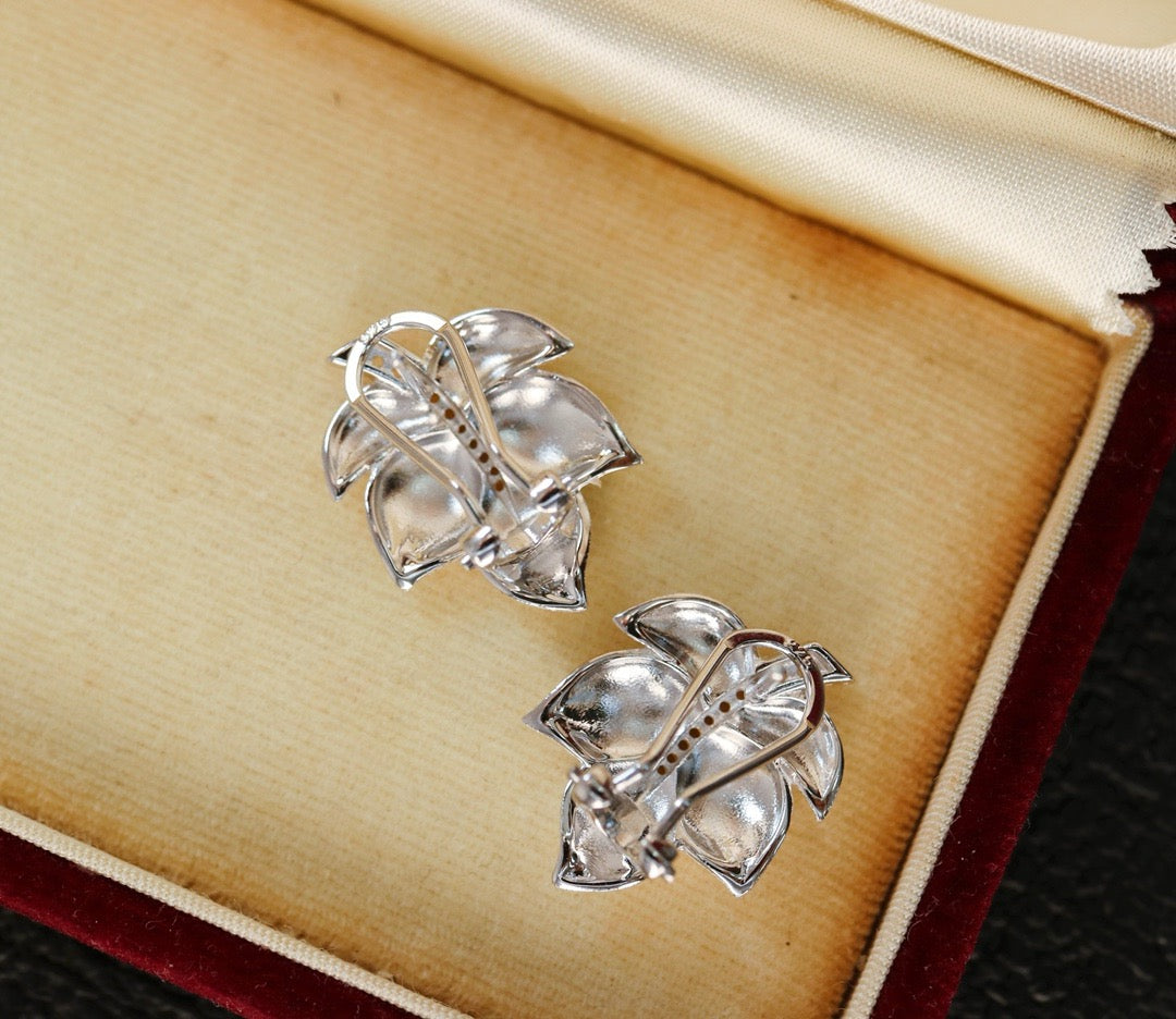 [S925] ✨Italian 🍁 Leaves Topaz Earrings | 義大利拉絲托帕石樹葉耳釘✨