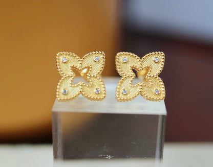 [S925] ✨Italian 🍀 Clover Earrings | 義大利拉絲四葉草耳釘✨