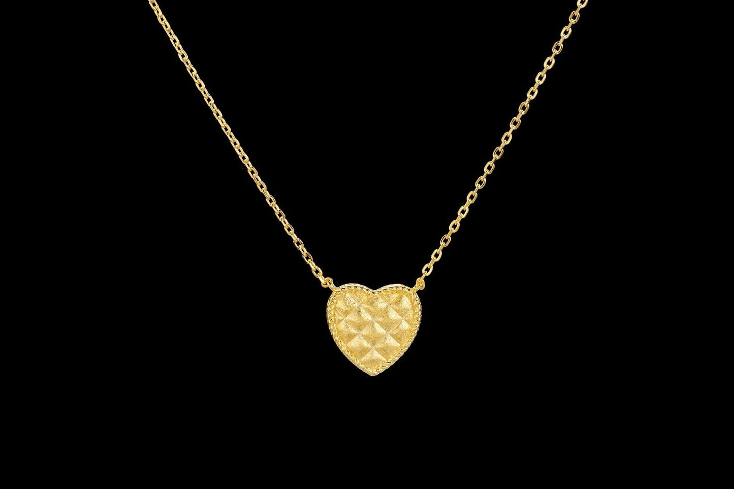 [S925] ✨Italian 🔹Argyle Heart Necklace | 義大利菱格磨砂愛心項鍊❤️✨