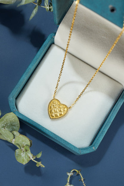 [S925] ✨Italian 🔹Argyle Heart Necklace | 義大利菱格磨砂愛心項鍊❤️✨