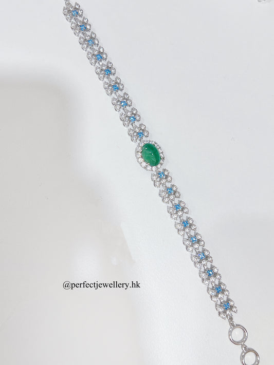✨Emerald Cabochon S925 Bracelet |祖母綠卜面手鏈✨