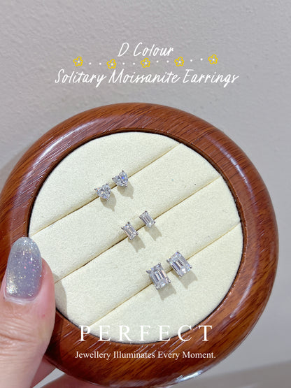 D colour Moissanite Solitary S925 Earrings ｜異形切莫桑鑽耳釘