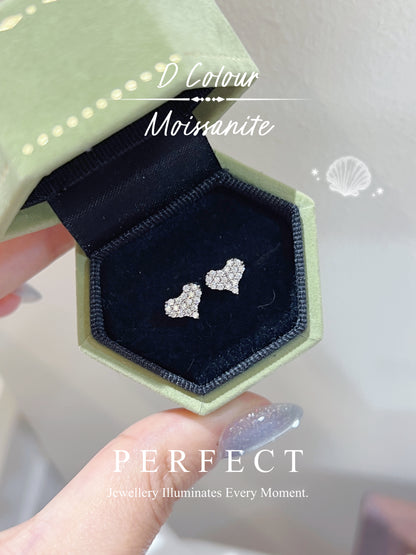 0.6ct D Colour Moissanite S925 Earrings｜莫桑鑽愛心滿鑲耳釘