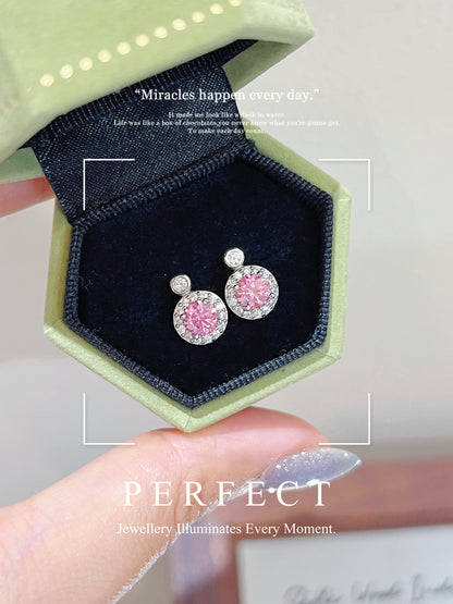 ✨2ct Pink Moissanite S925 Earrings｜粉莫桑戴妃耳釘✨🎀