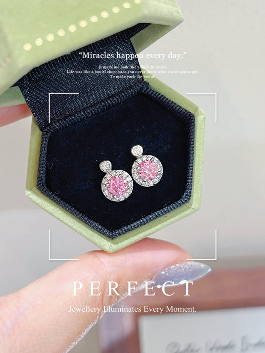 ✨2ct Pink Moissanite S925 Earrings｜粉莫桑戴妃耳釘✨🎀