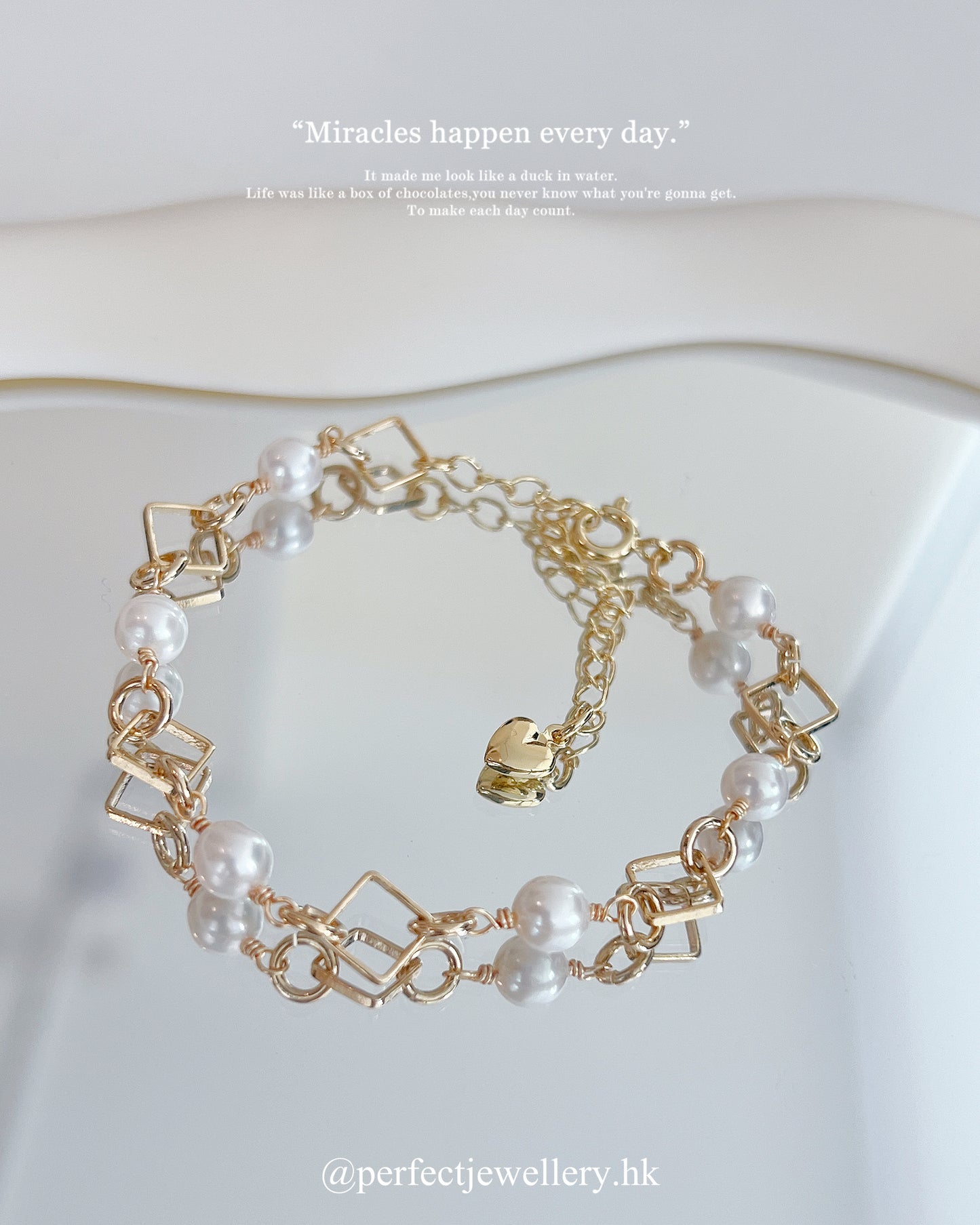 ✨Freshwater Pearl Bracelet ｜淡水珍珠菱格手鏈