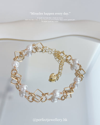 ✨Freshwater Pearl Bracelet ｜淡水珍珠菱格手鏈
