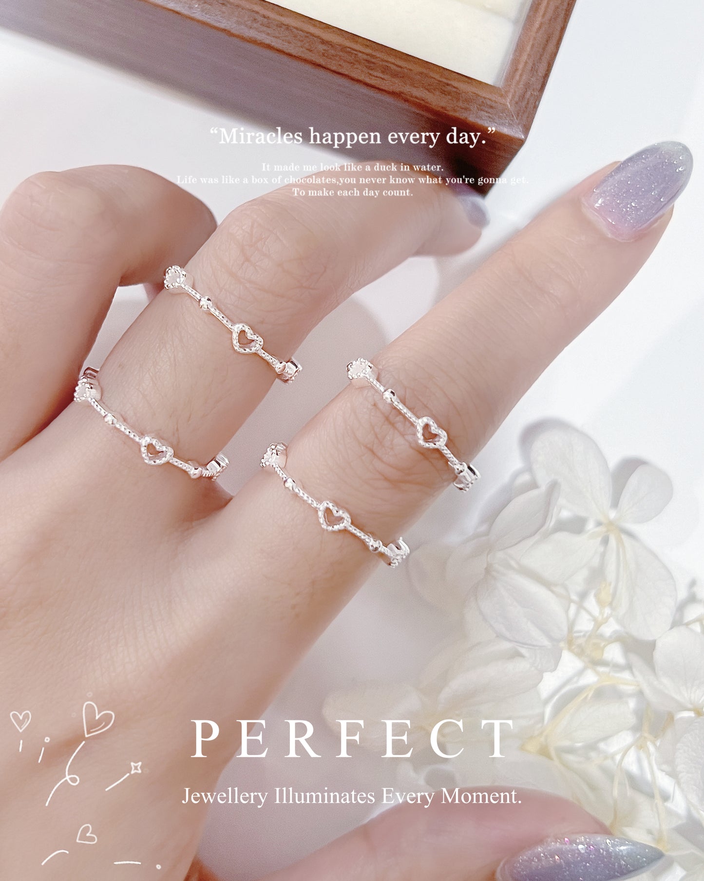 Mini Heart S925 Ring | 小愛心滿天星S925銀戒指