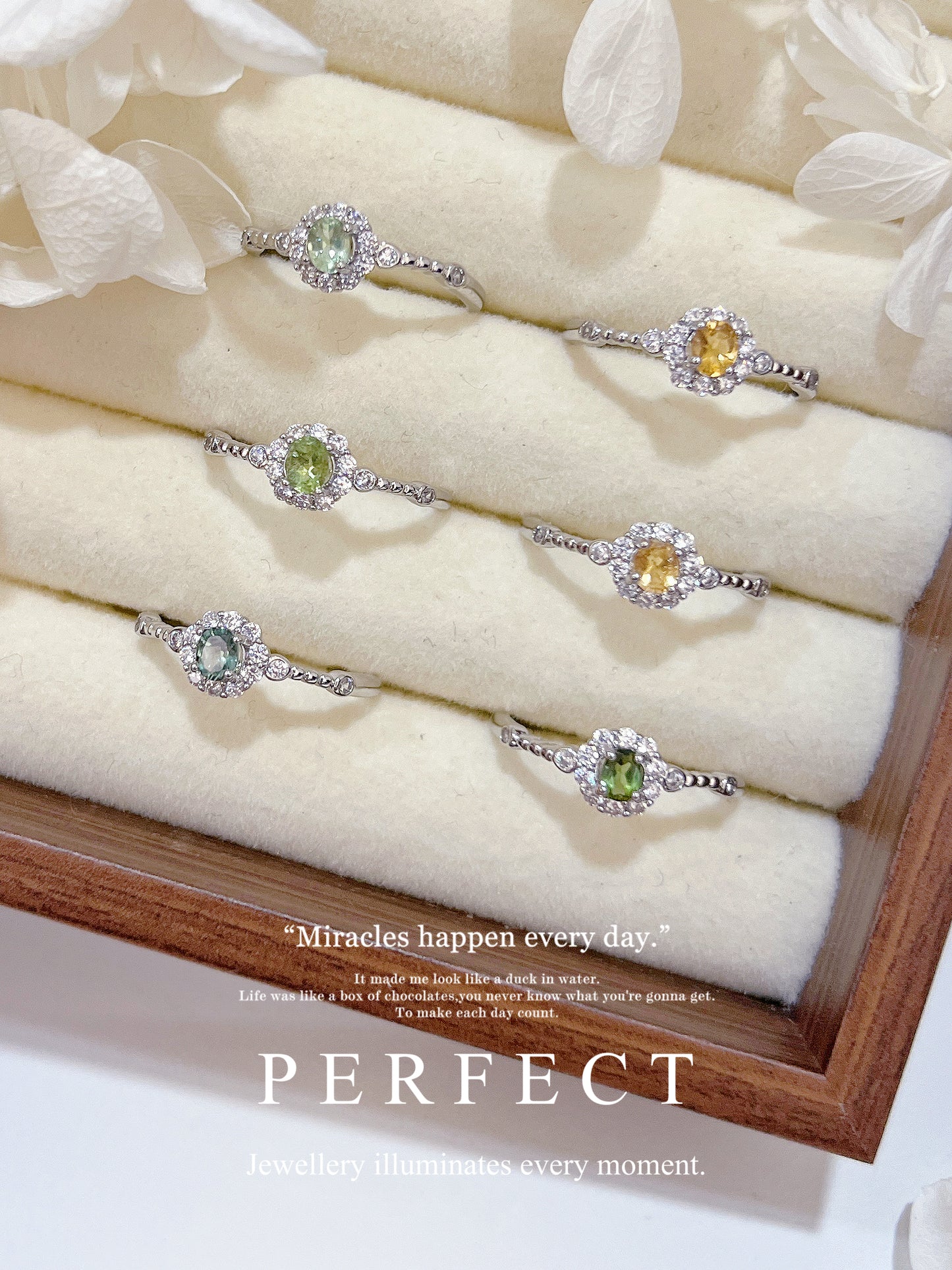 Tourmaline Sunflower Brass Ring | 碧璽小太陽戒指