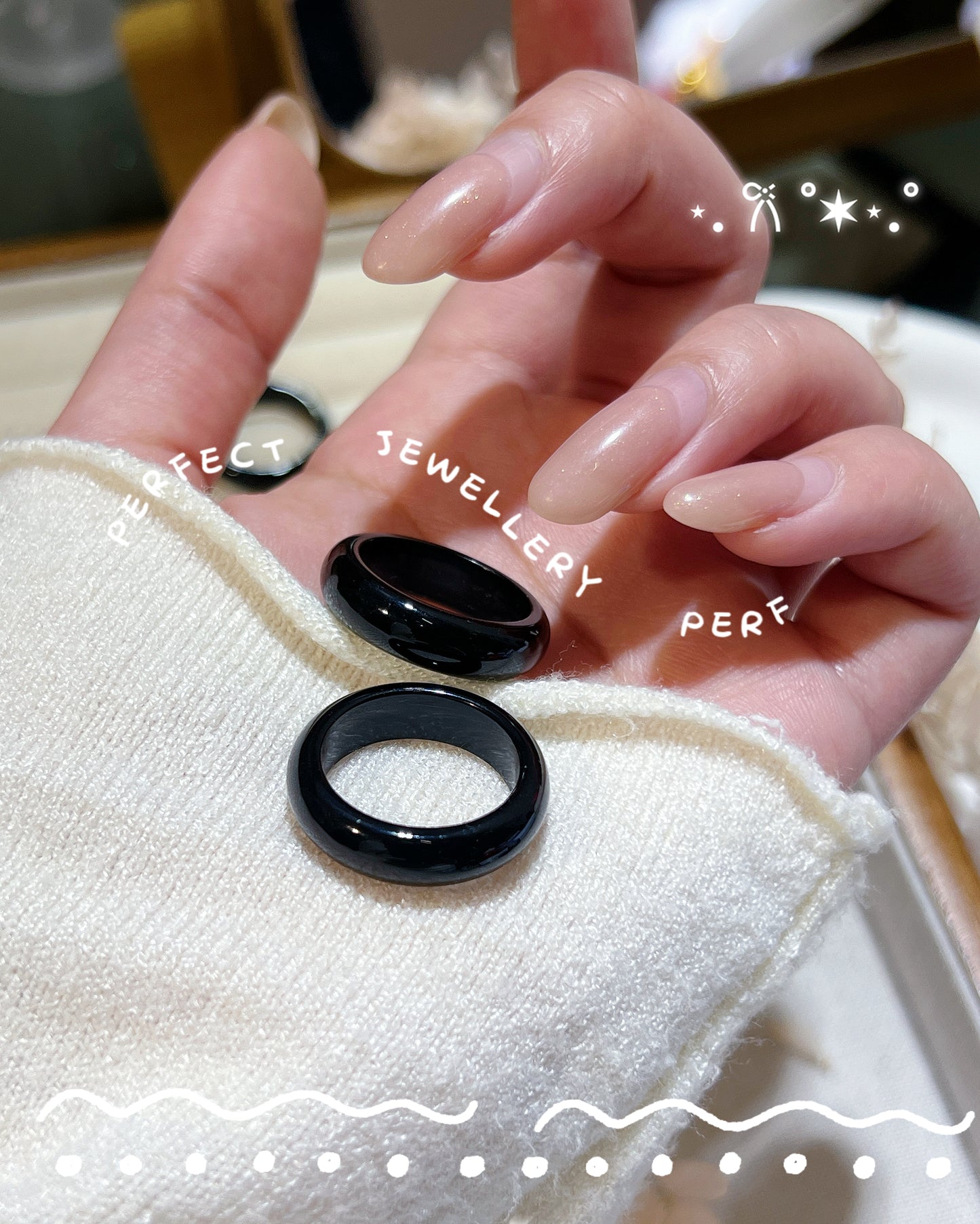 ✨Black Agate Ring 🖤♠️| 天然黑瑪瑙戒指✨🐈‍⬛