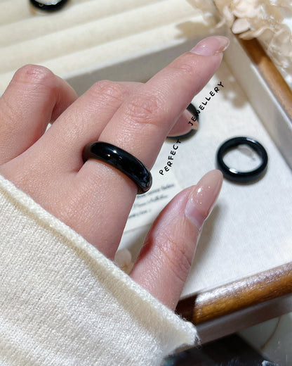 ✨Black Agate Ring 🖤♠️| 天然黑瑪瑙戒指✨🐈‍⬛