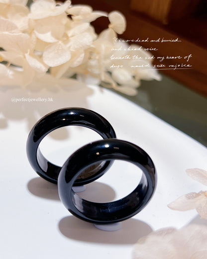✨Black Agate Ring 🖤♠️| 天然黑瑪瑙戒指✨🐈‍⬛