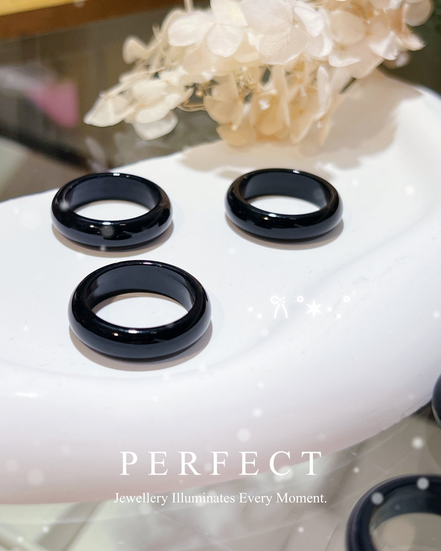 ✨Black Agate Ring 🖤♠️| 天然黑瑪瑙戒指✨🐈‍⬛