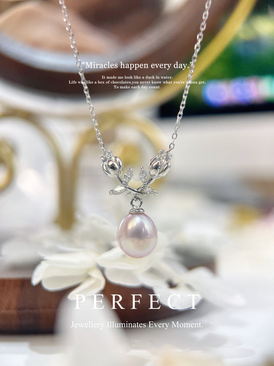 Freshwater Pearl S925 Necklace | 玫瑰花淡水珍珠項鏈jcy
