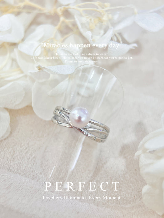 6.1mm Freshwater Pearl S925 Ring |淡水珍珠多層星軌戒指