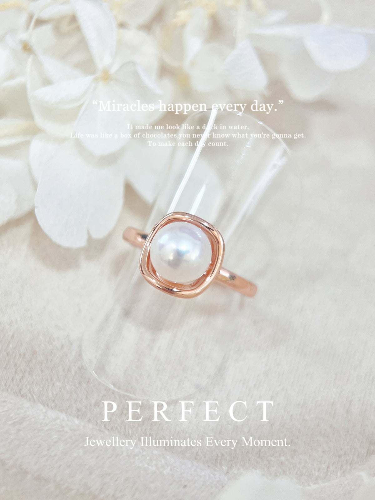 7.6mm Freshwater Pearl S925 Ring | 淡水珍珠玫瑰金方形戒指