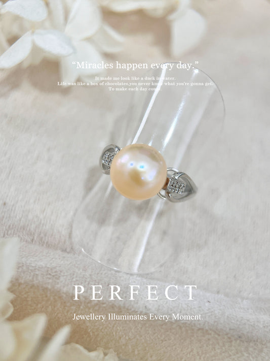 9.5mm Freshwater Pearl S925 Ring |淡水淺橙🍊珍珠戒指