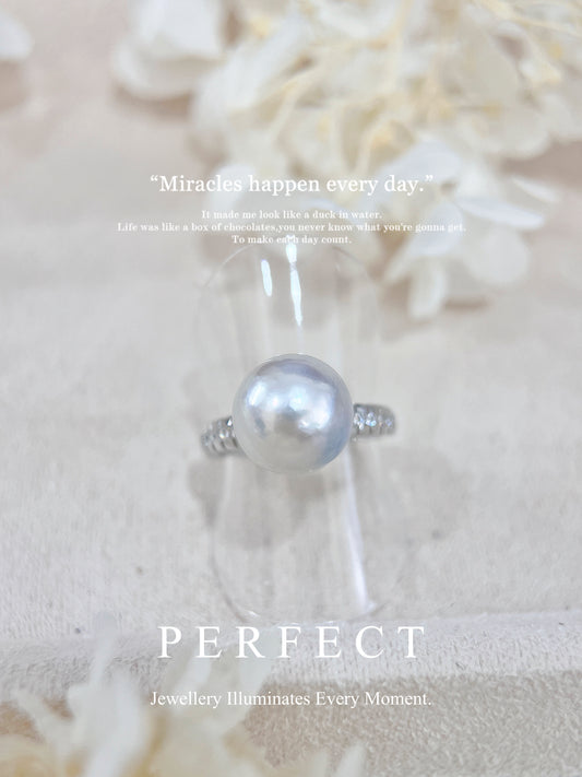 11.4mm South Sea White Pearl S925 Ring | 藍血澳白戒指