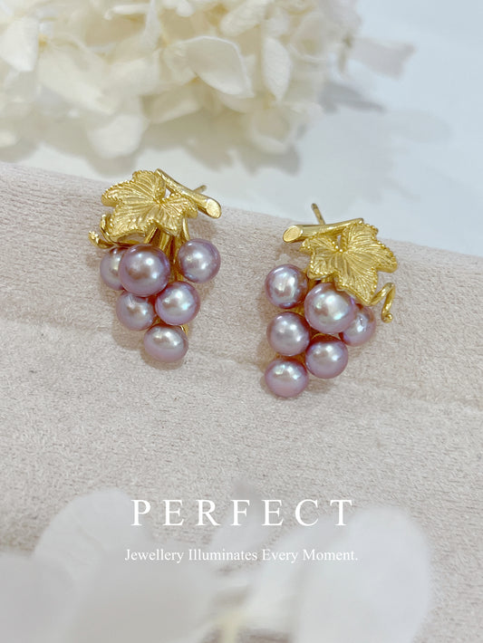 Freshwater Pearl Grape S925 Earrings｜淡水紫珠葡萄🍇耳釘