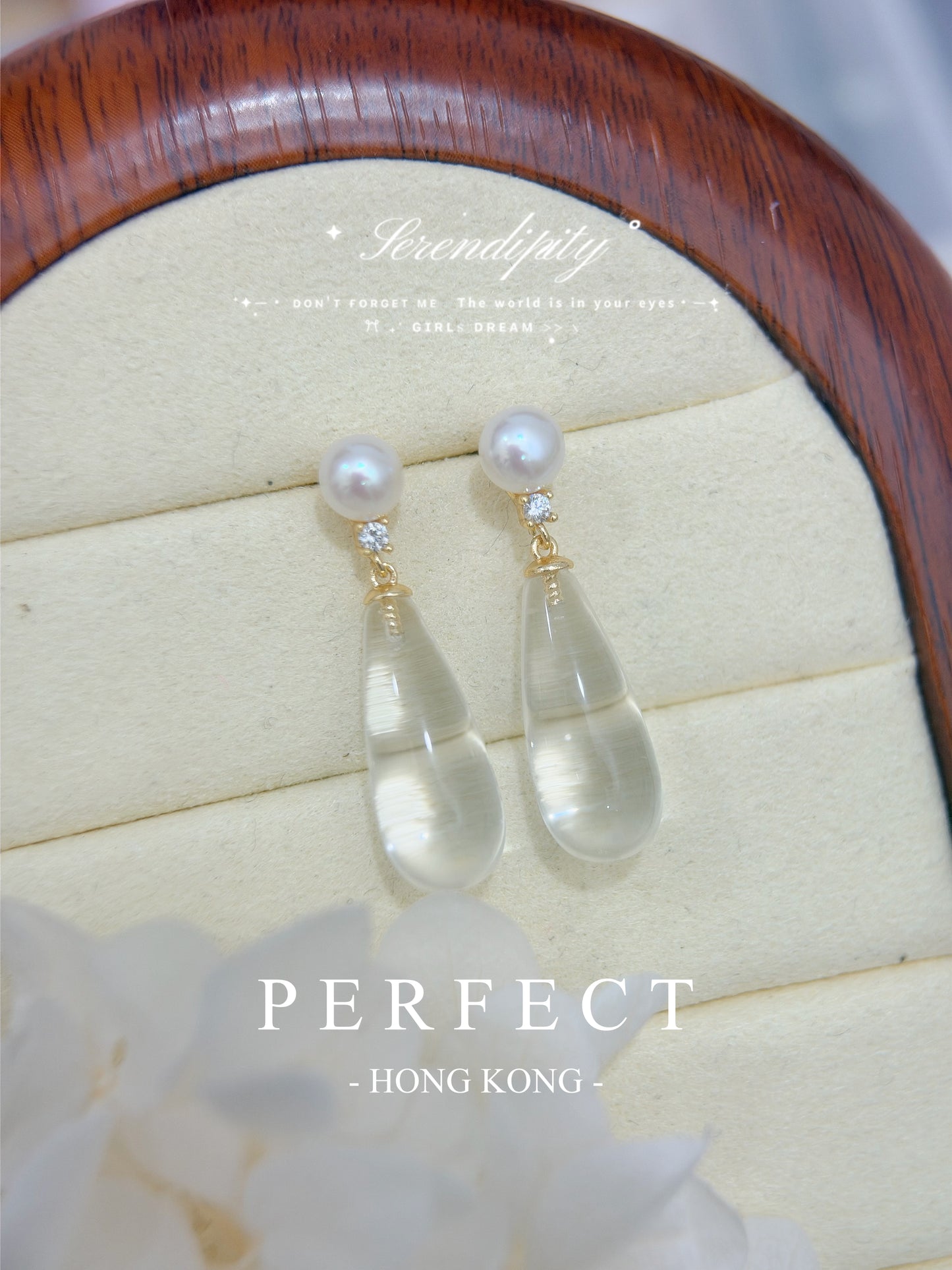 ✨Clear Quartz Freshwater Pearl Earrings | 水滴💧白水晶珍珠耳釘✨