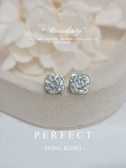 2ct Moissanite Brass Cubic Earrings | 莫桑方形耳釘✨💫