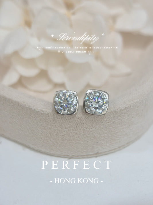 2ct Moissanite Brass Cubic Earrings | 莫桑方形耳釘✨💫