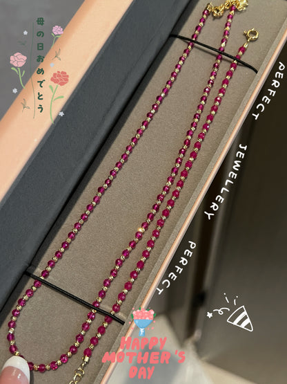 Mother's Day Gift必選✨紅剛玉頸鏈手鍊套裝