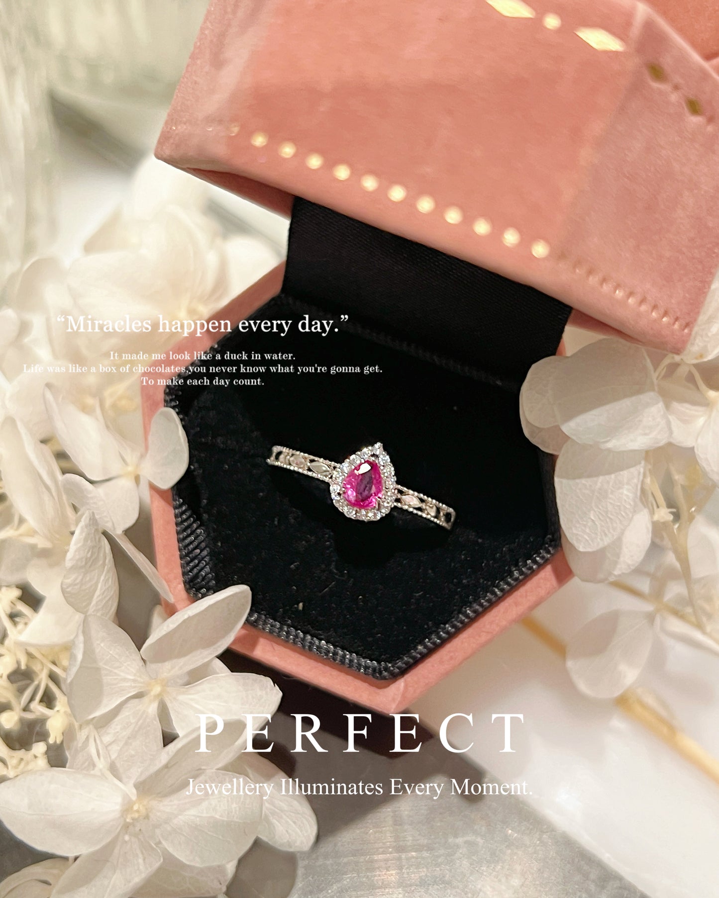 ✨0.4ct Hot Pink Sapphire S925 Ring | 熱粉藍寶石水滴💧戒指✨