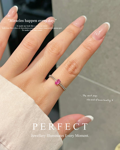 ✨0.3ct Pink Sapphire S925 Ring | 粉藍寶石鎖鏈戒指✨