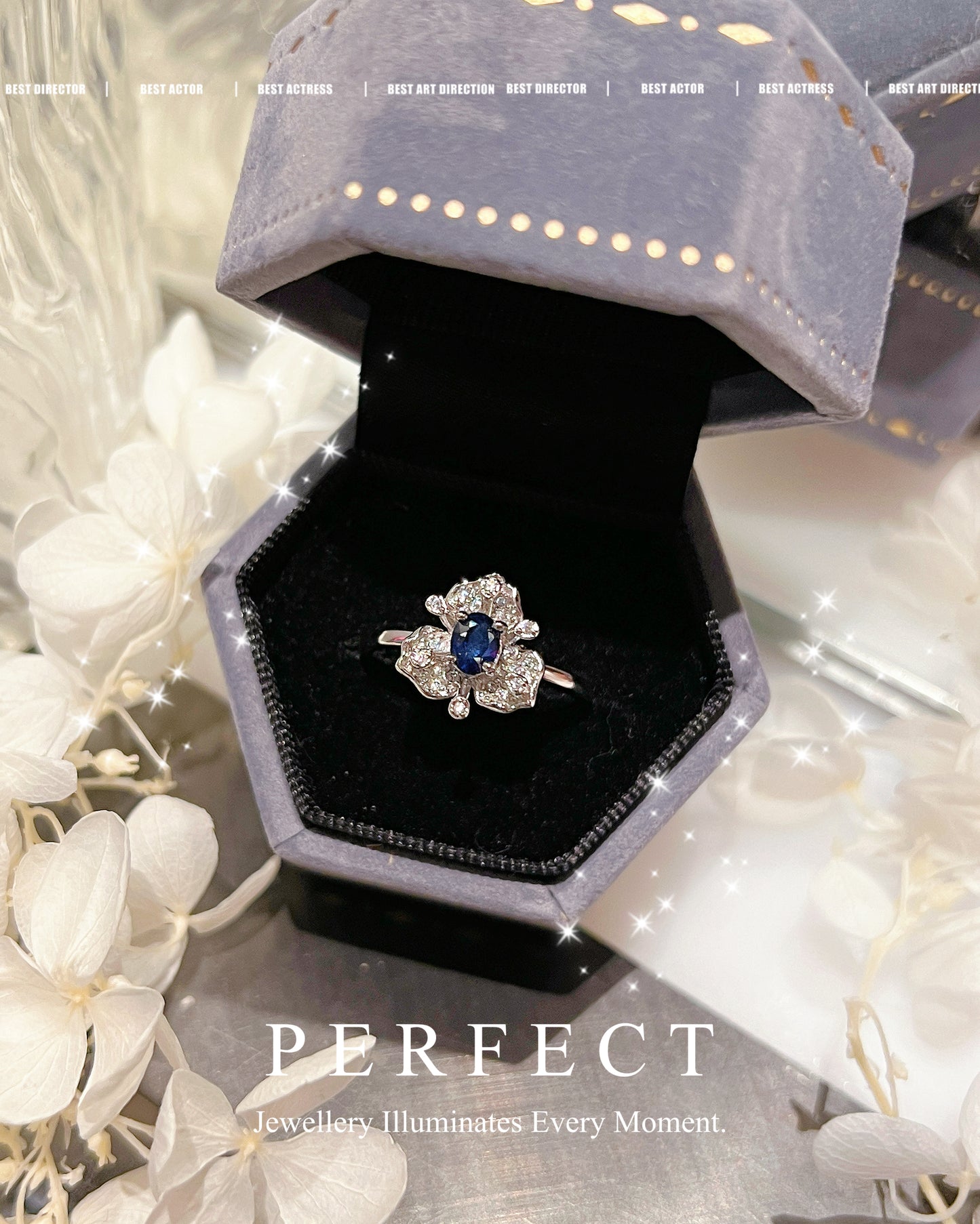 ✨0.4ct Blue Sapphire S925 Ring | 藍寶石三葉草☘️戒指✨
